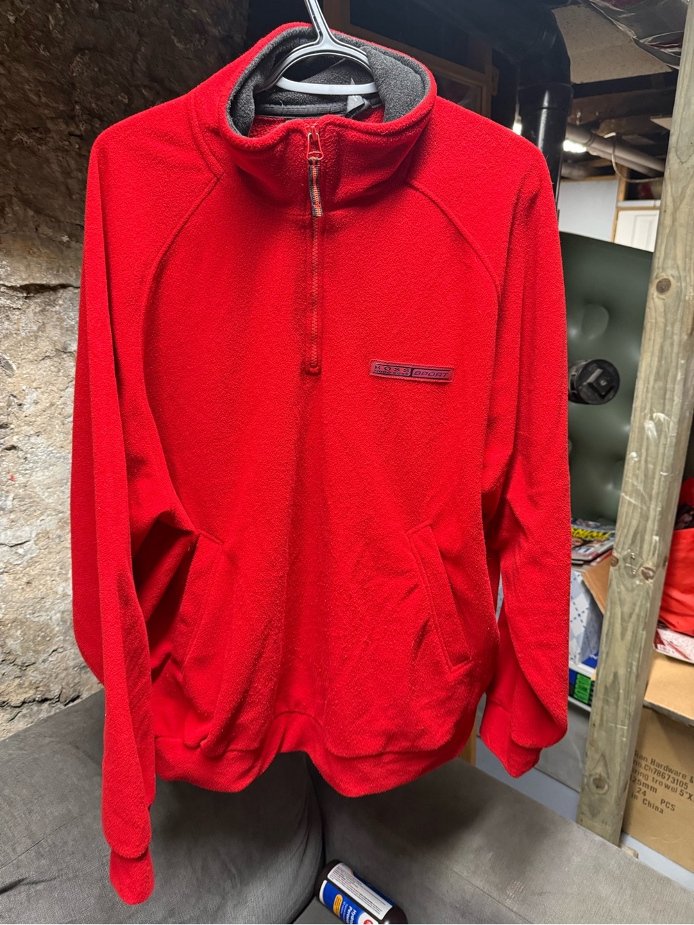 Boss Men's Bright Red Quarter-Zip Fleece Pullover